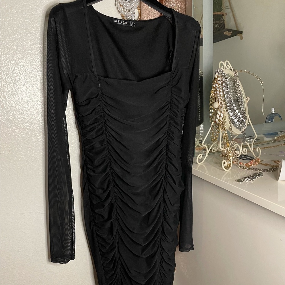 Ruched black bodycon LBD